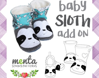 Baby Sloth Booties and Shoe Add-on sizes Nb to 24 months pattern and sewing tutorial diy slippers