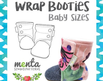 Menta Wrap Booties Baby sizes DIY Tutorial and sewing pattern ebook slippers shoes booties soft soles PDF projector file