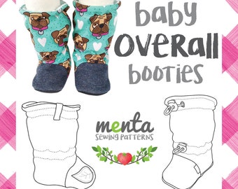 Baby and toddler overall outdoor booties PDF sewing pattern and tutorial ebook DIY mocs shoes slippers