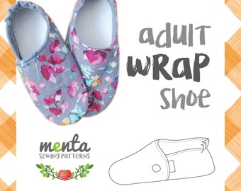 New Menta Wrap Shoe Adult Sizes diy ebook PDF sewing pattern slippers booties