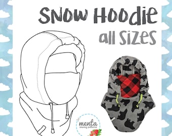 Menta Snow Hoodie Helmet Compatible Hood Hat DIY PDF Sewing Pattern Projector File All sizes included 8inches doll size included