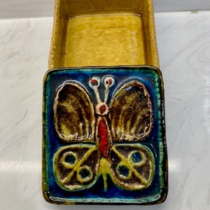 West Germany Schramberg Fat Lava Majolica Butterfly Trinket Box