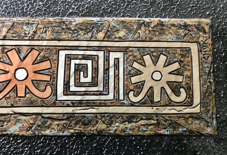 Chuk Morris Mixed Media Sculpture Ancient Mexican Stamp