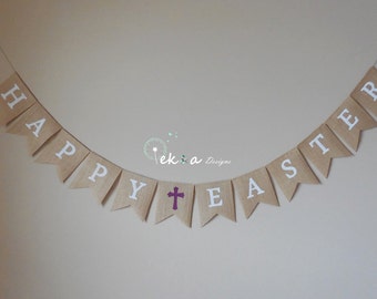 Płótnie Wielkanoc banner/Happy Easter Garland/znak wielkanocny/Wielkanoc Bunting/Wielkanoc płótnie banner/Easter dekoracji/Easter znak krzyża