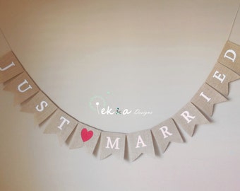 Just Married Burlap Banner / guirnalda de boda / accesorios fotográficos / empavesado de boda / Wedding Burlap Banner / decoración de recepción