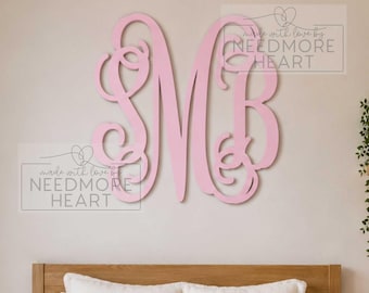 Personalized Wooden Monogram Sign | Custom Painted Wood Wall Decor | Bedroom Name Sign | Nursery Wall Decor | Housewarming Gift
