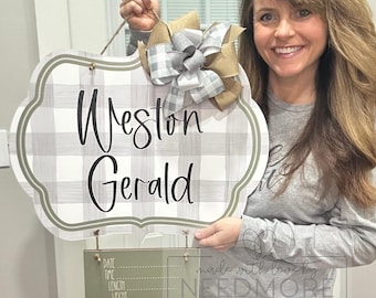 Hospital Door Hanger - Baby Door Hanger - Baby Name Sign - Baby Girl - Baby Boy - Birth Announcement Sign