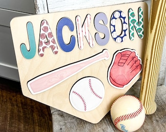 Baseball Wooden Name Puzzle | Gift for Baby | Baby Name Puzzle | Personalized Gift | First Birthday Gift