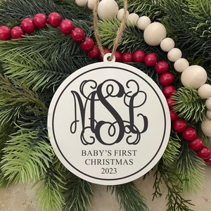 Baby's First Christmas Ornament - Personalized Ornament - 2023 Fist Christmas Ornament - Monogram Ornament