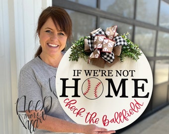 Front Door Decor - Baseball Welcome Wreath - Baseball Welcome Sign - Softball Door Hanger - Softball  Wreath - Housewarming Gift