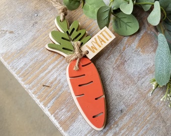 Personalized Easter Basket Tag - Wooden Carrot Tag - Custom Easter Basket Name Tag