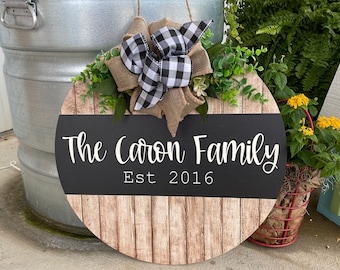 Front Door Decor - Last Name Door Hanger - Family Name Sign - Established Sign - Housewarming Gift - Door Hanger - Door Wreath - Home Decor