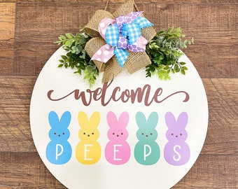Front Door Decor | Easter |  Welcome Peeps | Easter Decor | Easter Wreath | Door Hanger | Door Wreath | Front Door Sign | Happy Eastert
