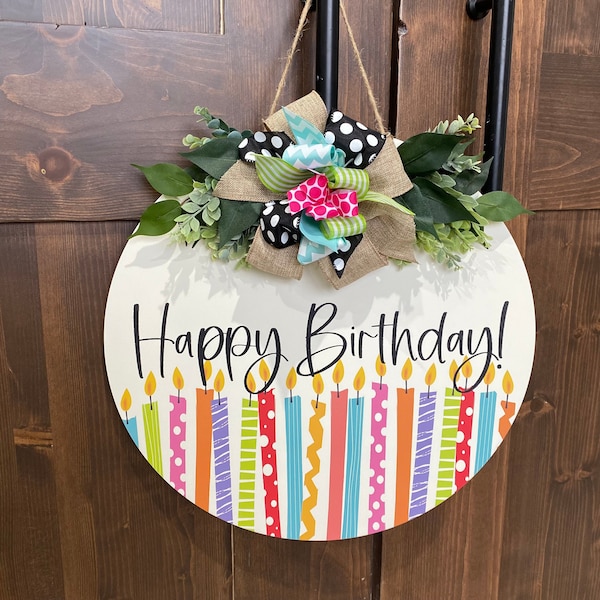 Front Door Decor - Happy Birthday Wreath - Birthday Door Hanger - Birthday Party Decor