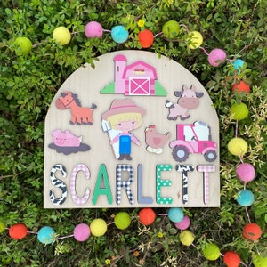Farm Theme Wooden Name Puzzle | Gift for Baby | Baby Name Puzzle | Personalized Gift | First Birthday Gift
