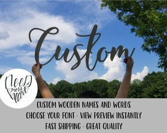 Custom Wooden Name Sign - PAINTED - Choose Your Font - View Preview Instantly