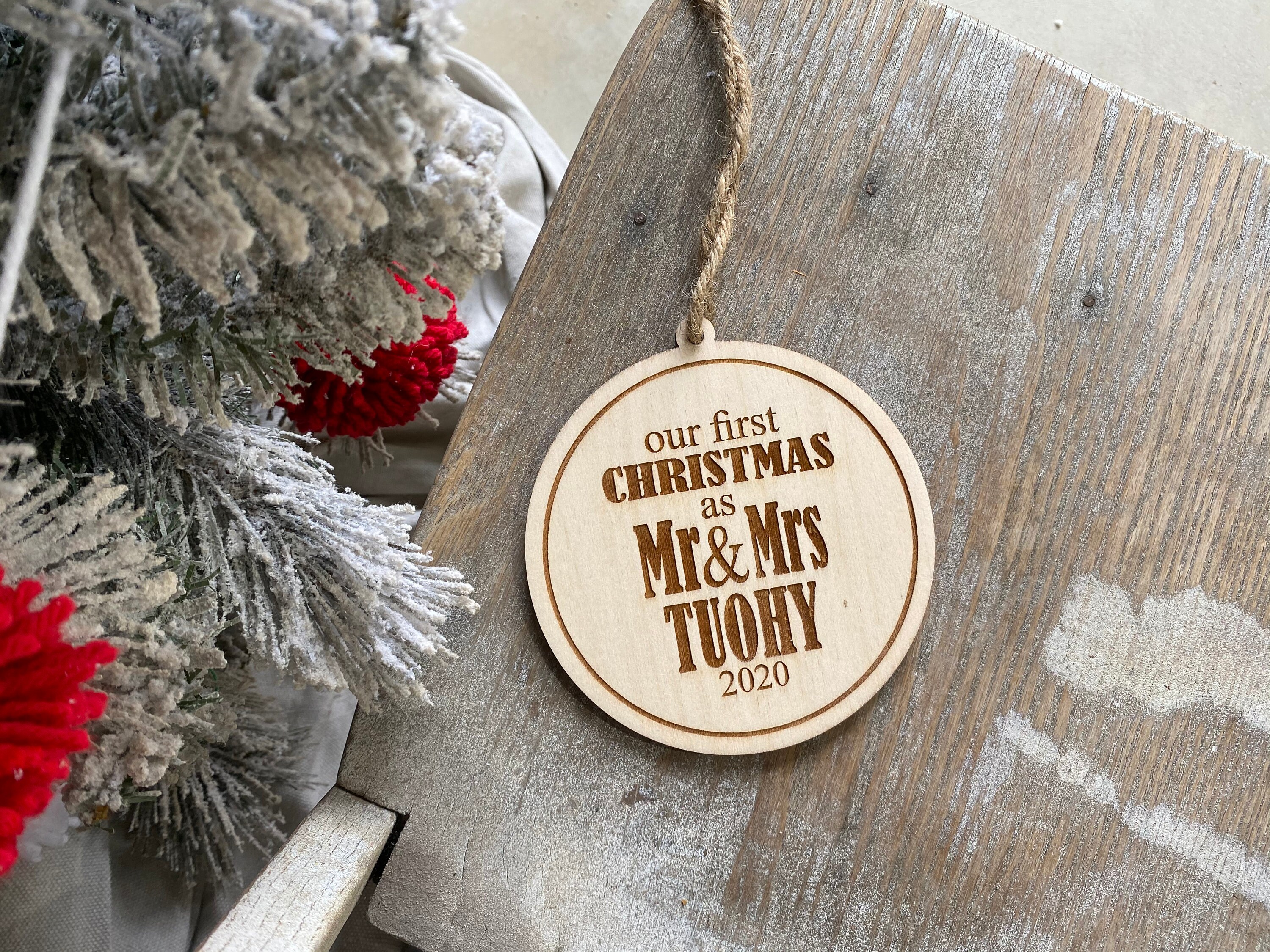 Mr and Mrs Christmas Ornament - Our First Married Christmas - Persona…
