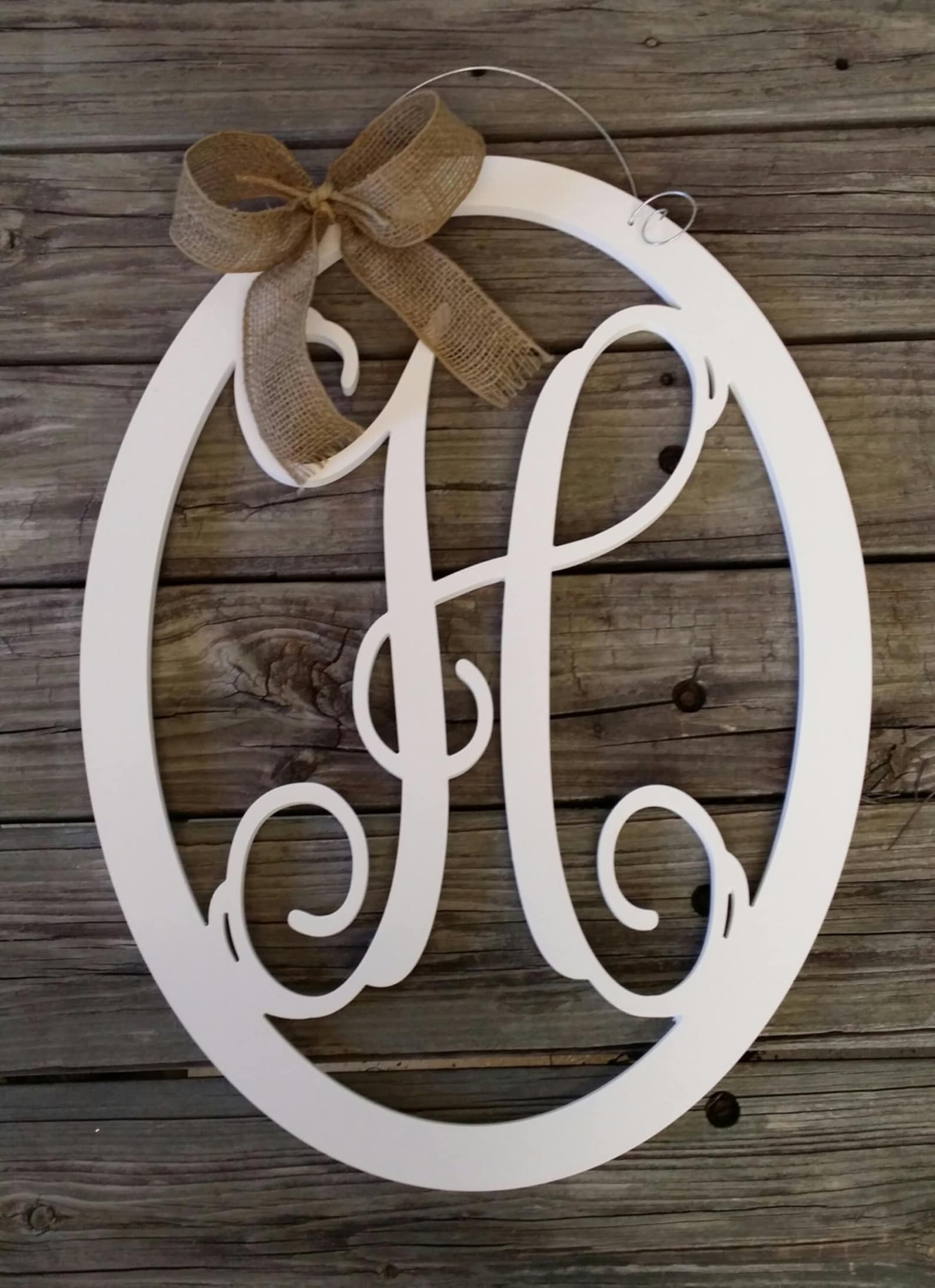 Wooden Letter Door Hanger Painted Initial Door Hanger Etsy