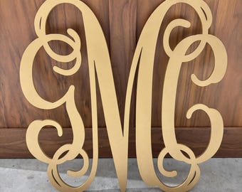 Painted Wooden Monogram | Personalized Vine Monogram | Custom Initial Wall Decor | Nursery Monogram | Wedding & Housewarming Gift