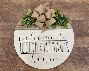 Welcome Sign For Grandparents - Personalized Welcome Sign - Custom Door Hanger - Gift for Grandparents - Gift for Grandmother
