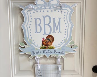 Personalized Hunting Nursery Door Hanger | Baby Boy Monogram Sign | Turkey Hunting Baby Decor | Woodland Nursery Door Sign | Custom Baby