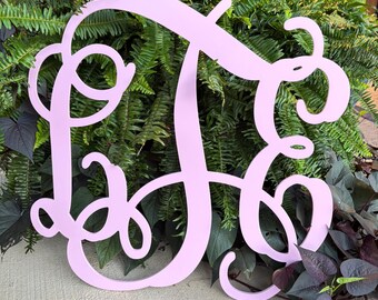 Wooden Monogram Wall Hanging, Baby Girl Nursery Decor, Pink Nursery Wall Decor, Personalized Nursery Sign, Custom Wood Monogram