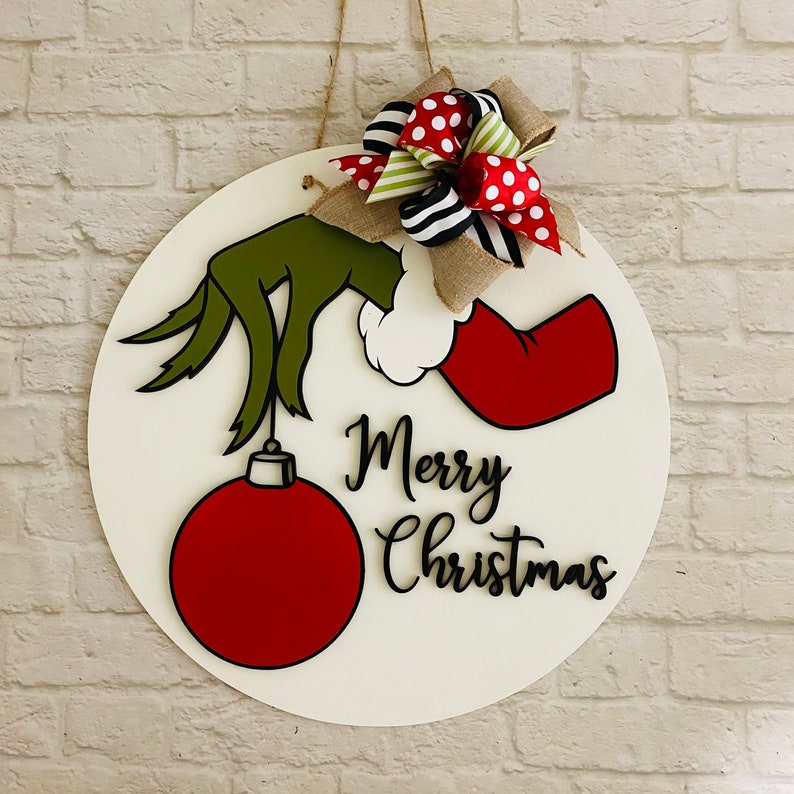 Grinch Door Hanger Grinch Christmas Sign Christmas in Etsy