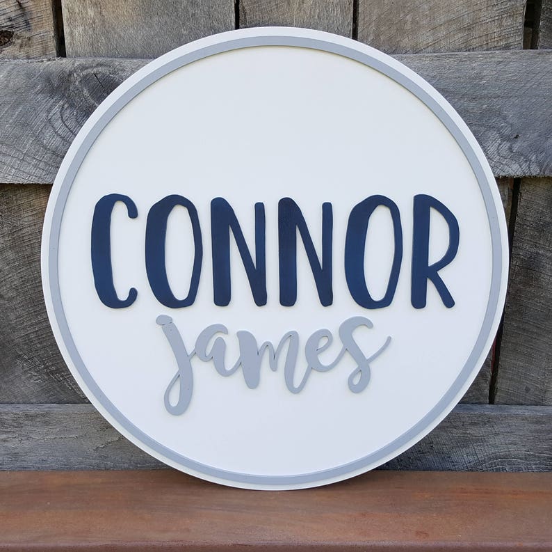 Name Round Wooden Name Sign Round Name Sign Nursery Name Etsy