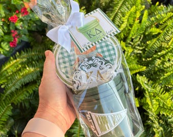 Kappa Delta Bucket of Fun Gift Set, KD Big Little Gift, Kappa Delta Sorority Sister Gift, Stickers & Button, Sorority Gift Basket