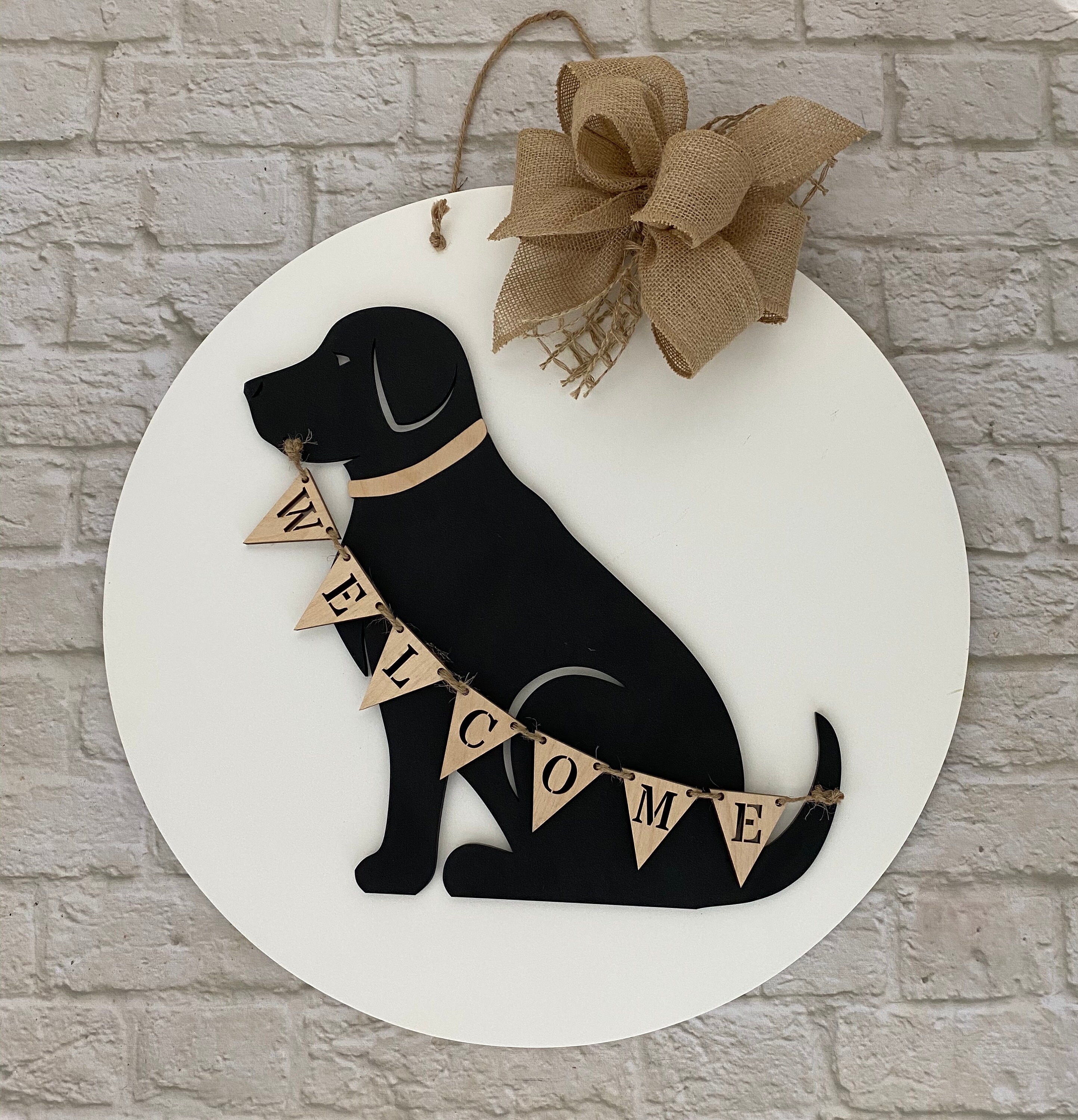 Welcome Door Hanger - Dog Door Hanger - Dog Sign - Wooden Dog Sign