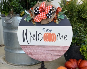 Front Door Decor - Fall Door Hanger - Welcome Wreath - Pumpkin Door Hanger - Door Wreath - Housewarming Gift - Home Decor - Wreath