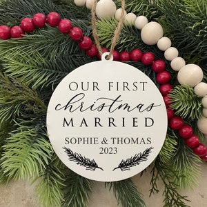 Our First Christmas Married Ornament - First Christmas as Mr and Mrs Ornament - Ornament for Newlyweds - Personalized Ornament