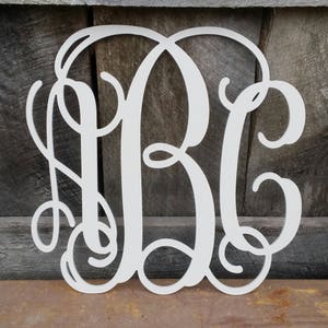 Painted Wooden Monogram Dorm Room Nursery Bedroom Wall Hanging Wood Initial Decor image 2