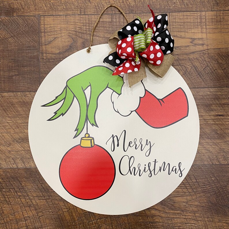 Grinch Door Hanger Grinch Christmas Sign Christmas in Etsy
