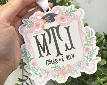 Personalized Graduation Ornament, Custom Graduate Initials, Floral Graduation Keepsake, Graduation Gift for Her