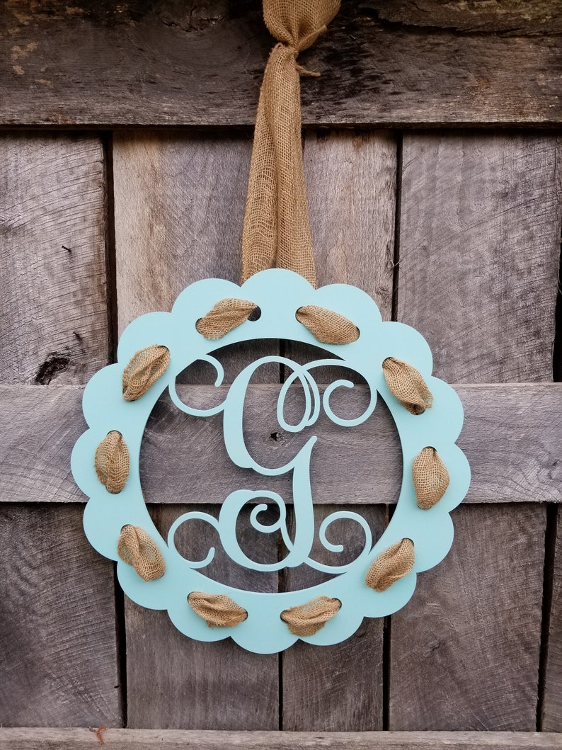 Initial Door Hanger Painted Wooden Door Hanger Wedding Etsy