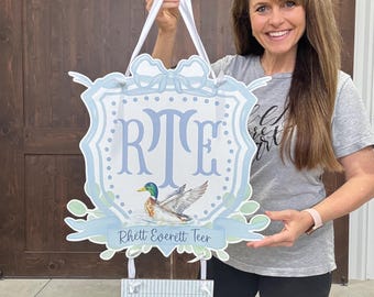 Duck Nursery Hospital Door Hanger, Baby Boy Birth Stat Sign, Personalized Newborn Door Hanger, Mallard Duck Nursery Decor