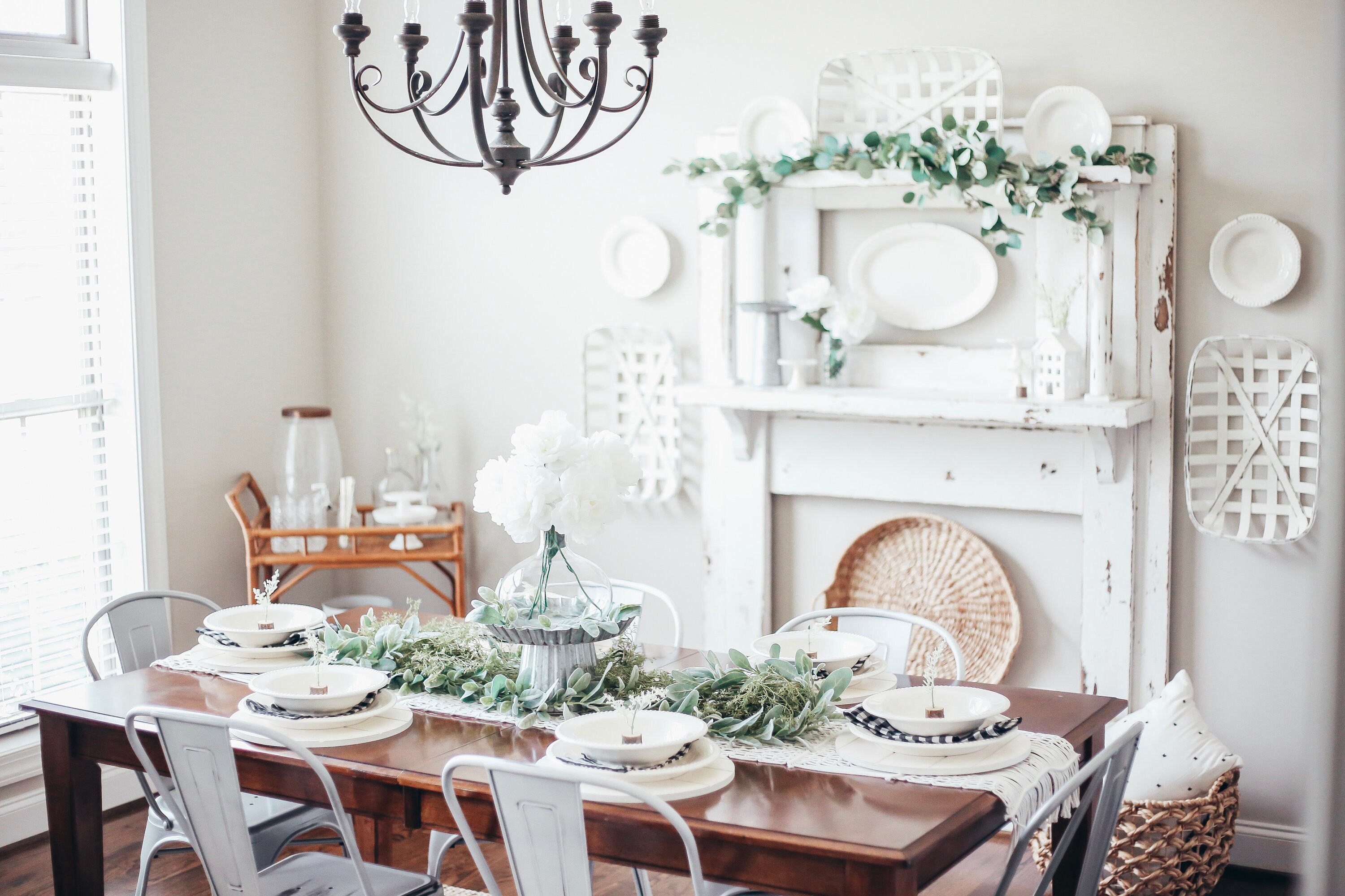 Farmhouse Decor Shiplap Decor Dining Tablescape Shiplap