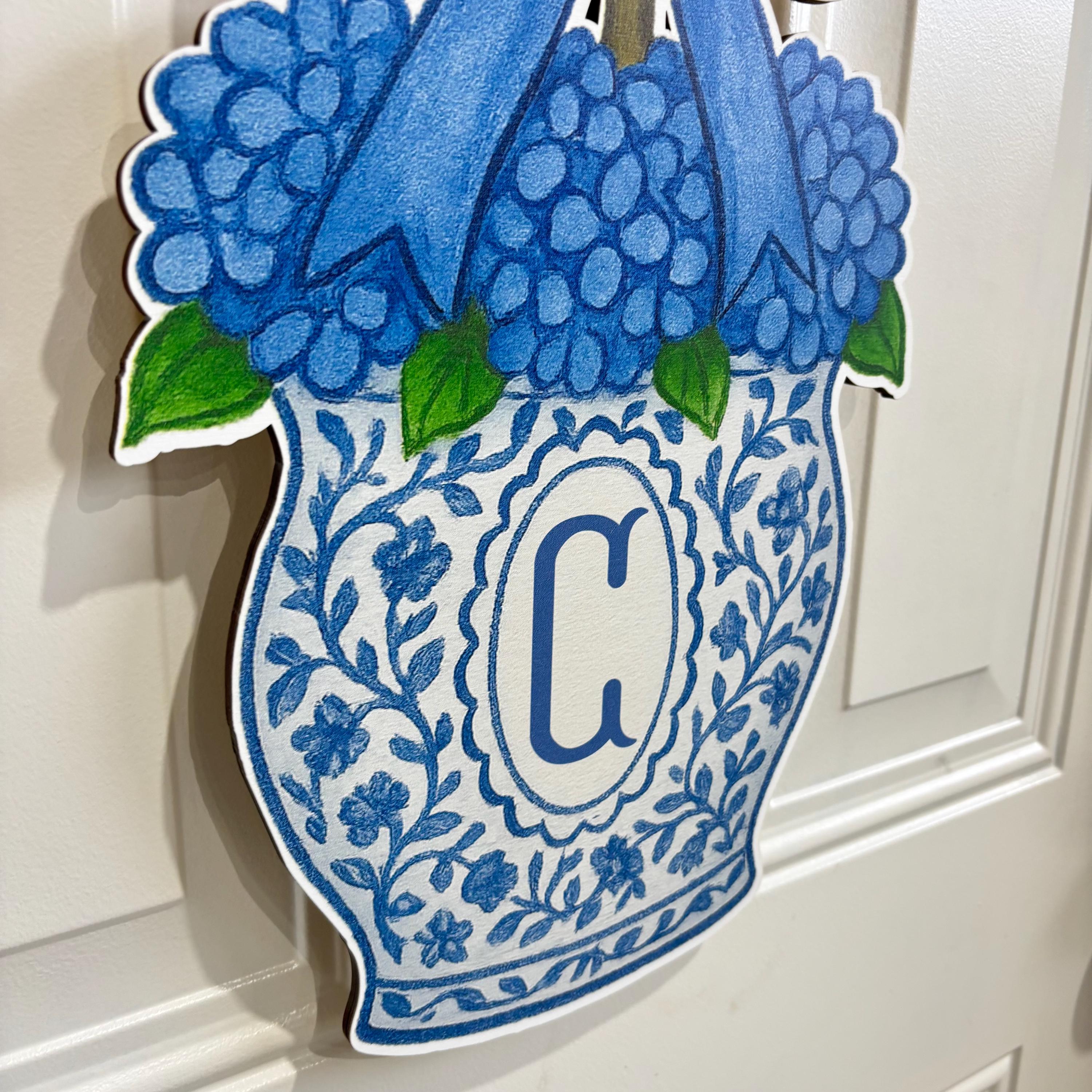 Lemon Topiary With Hydrangeas Door Hanger and Garden Flag Set