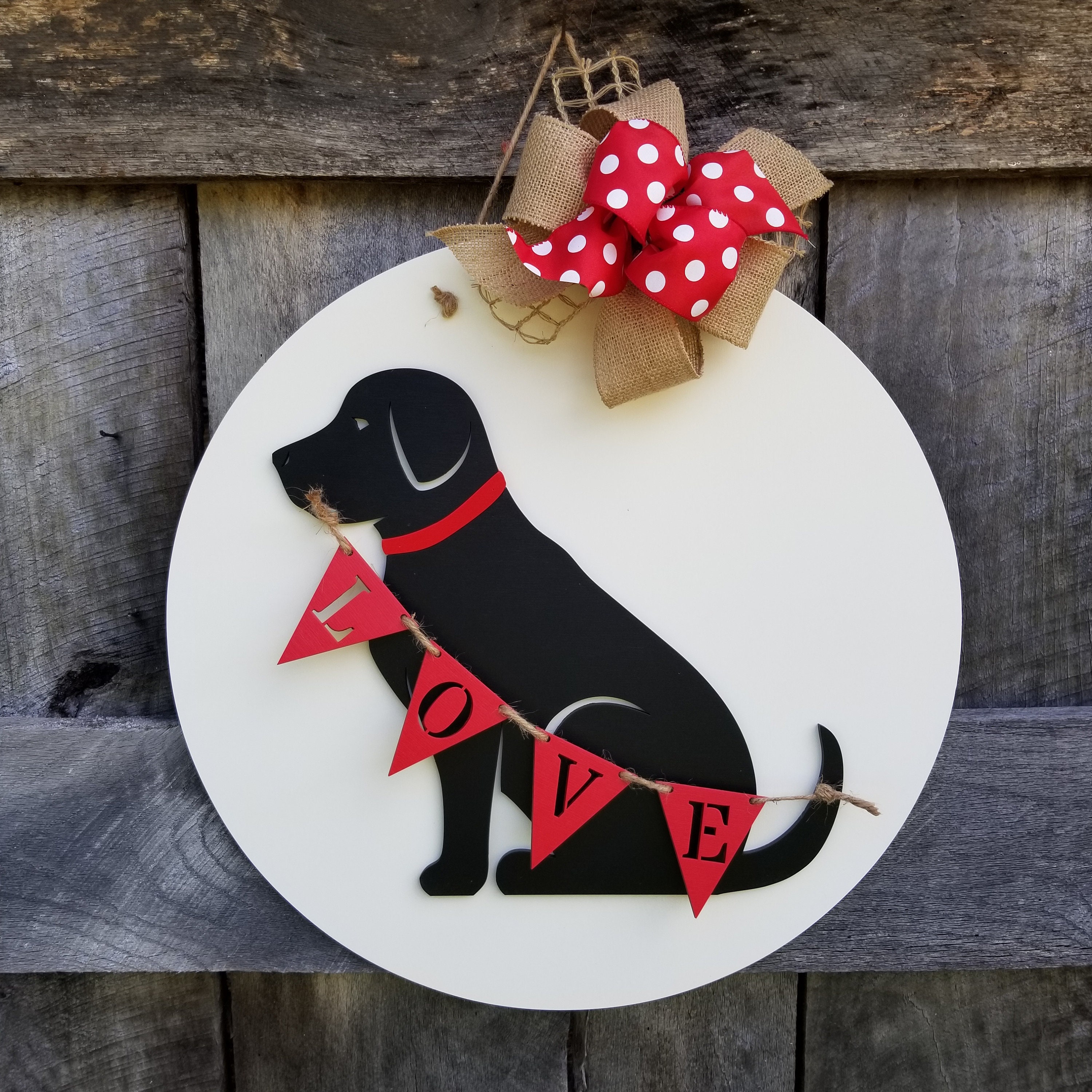 Valentine Door Hanger - Dog Love Sign - Valentine Decor - Happy Valen…
