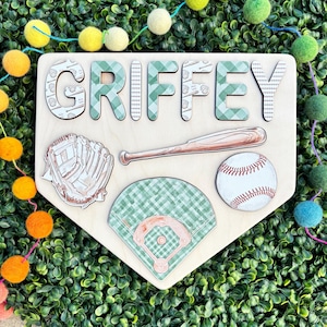 Baseball Theme Wooden Name Puzzle | Gift for Baby | Baby Name Puzzle | Personalized Gift | First Birthday Gift