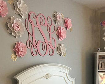 Wooden Initials - Painted Wooden Monogram - Bedroom Wall Hanging - Nursery - Dorm - Couple's Monogram