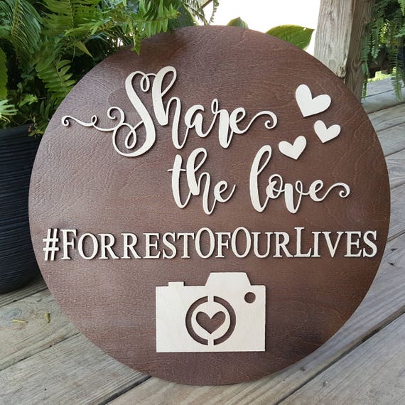 Hashtag Sign Wooden Wedding Hashtag Sign Share The Love Etsy