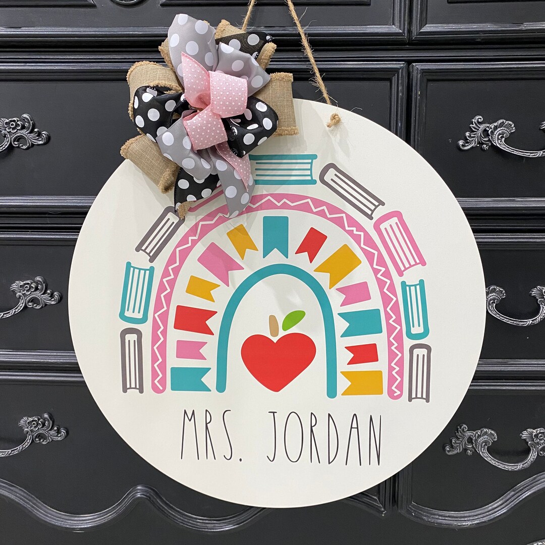 Classroom Door Hanger - Rainbow Teacher Sign - Teacher Name Sign ...