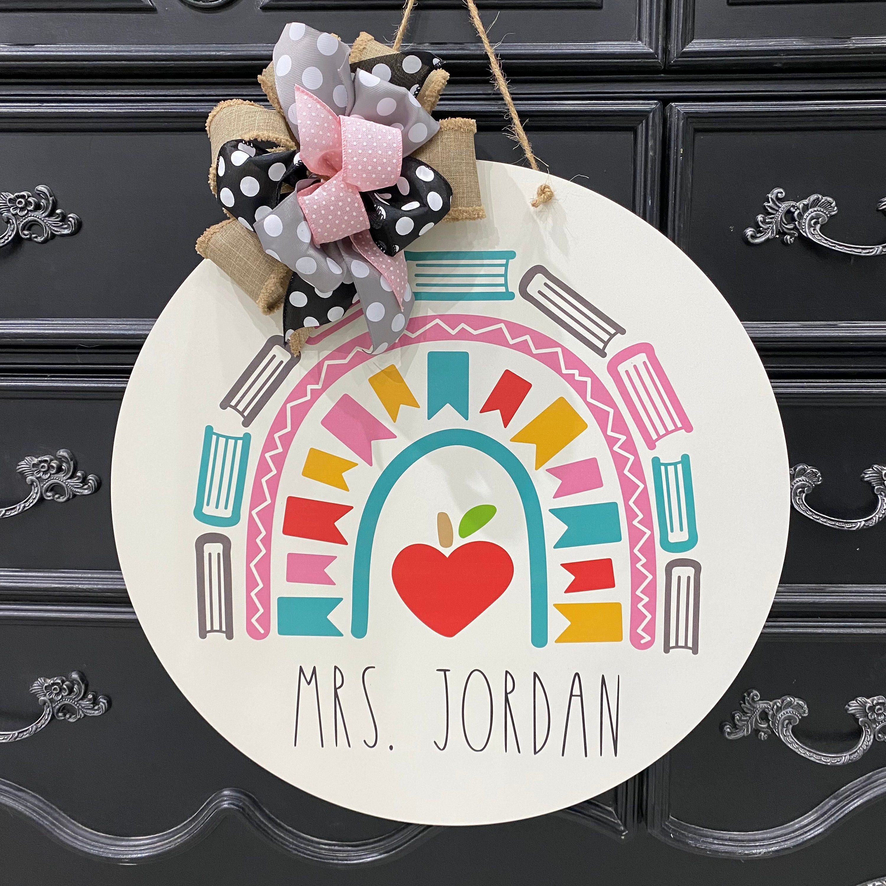 Classroom Door Hanger - Rainbow Teacher Sign - Teacher Name Sign ...