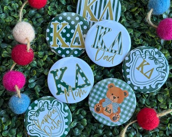 Kappa Delta Pi Buttons, ΚΔ  Sorority Pin Back Buttons, Kappa Delta Gift, Bid Day Buttons, Sorority Recruitment Gift, Big Little Gift