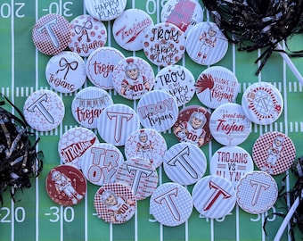 Troy University Pinback Button | Troy Trojans Game Day Button | Licensed Troy Football Pin | Trojan Tailgate Accessory | Troy Game Day