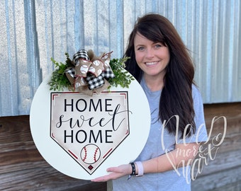 Front Door Decor - Baseball Welcome Wreath - Baseball Welcome Sign - Door Hanger - Door Wreath - Housewarming Gift - Home Decor