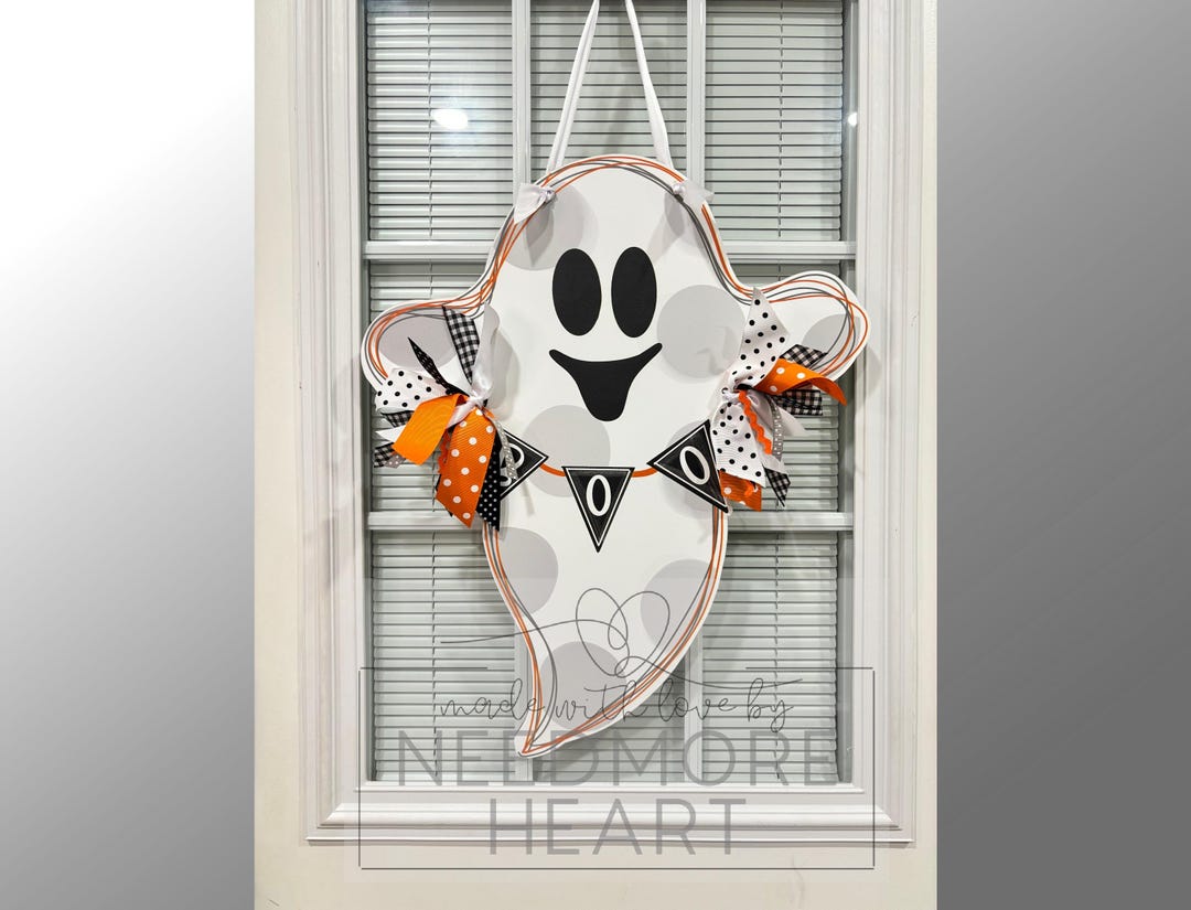 Ghost Door Hanger - Halloween Wreath - Front Door Sign - Fall Door ...