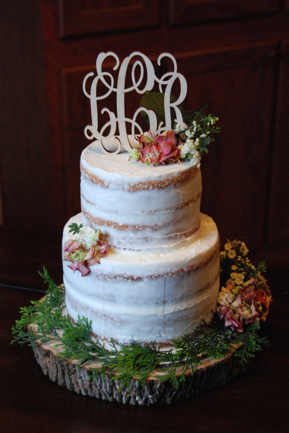 Monogram Cake Topper Unpainted Wooden Cake Topper Wedding